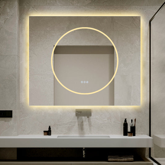 Oglinda LED Si Touch, Cu Functie Dezaburire, 3 Tipuri de Lumina, 100 X 80 Cm, J193-10080 Smack