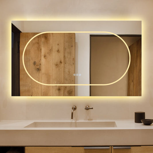 Oglinda LED Si Touch, Cu Functie Dezaburire, 3 Tipuri de Lumina, 120 X 70 Cm, J194-12070 Smack