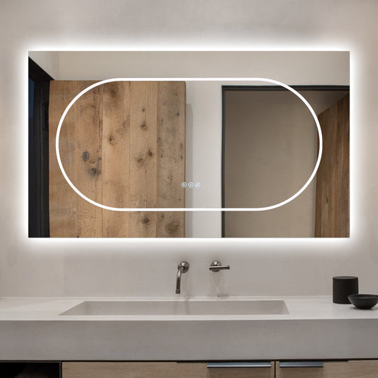 Oglinda LED Si Touch, Cu Functie Dezaburire, 3 Tipuri de Lumina, 120 X 70 Cm, J194-12070 Smack