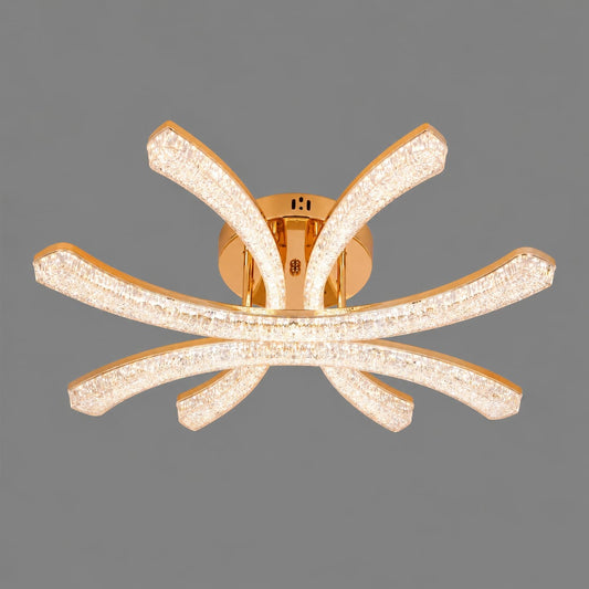 Lustra LED RFAN, Model K2550/4A, cu Telecomanda, 3 Tipuri de Lumina, Intensitate Reglabila, 120W, Auriu