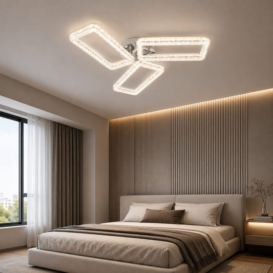 Lustra LED RFAN, Model K2551/3A, cu Telecomanda, 3 Tipuri de Lumina, Intensitate Reglabila, 120W, Argintiu