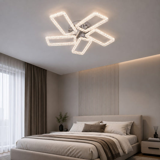 Lustra LED RFAN, Model K2551/5, cu Telecomanda, 3 Tipuri de Lumina, Intensitate Reglabila, 160W, Argintiu