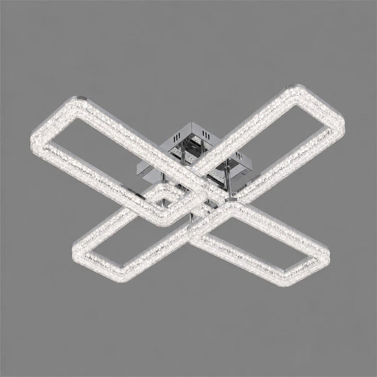 Lustra LED RFAN, Model K2552/2+2A, cu Telecomanda, 3 Tipuri de Lumina, Intensitate Reglabila, 144W, Argintiu