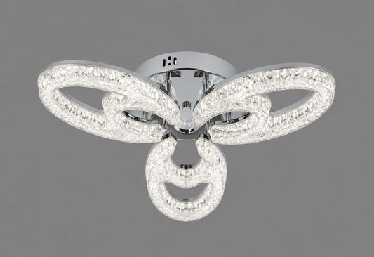 Lustra LED RFAN, Model K2557/3, cu Telecomanda, 3 Tipuri de Lumina, Intensitate Reglabila, 80W, Argintiu