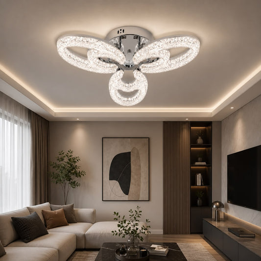 Lustra LED RFAN, Model K2557/3, cu Telecomanda, 3 Tipuri de Lumina, Intensitate Reglabila, 80W, Argintiu