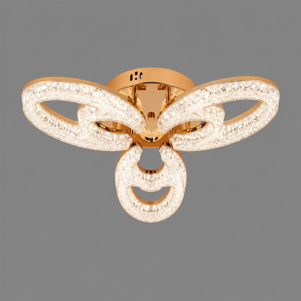 Lustra LED RFAN, Model K2557/3, cu Telecomanda, 3 Tipuri de Lumina, Intensitate Reglabila, 80W, Auriu