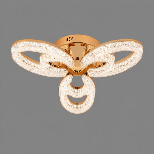 Lustra LED RFAN, Model K2557/3, cu Telecomanda, 3 Tipuri de Lumina, Intensitate Reglabila, 80W, Auriu