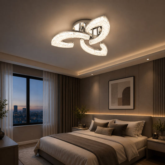 Lustra LED RFAN, Model K2558/3, cu Telecomanda, 3 Tipuri de Lumina, Intensitate Reglabila, 80W, Argintiu