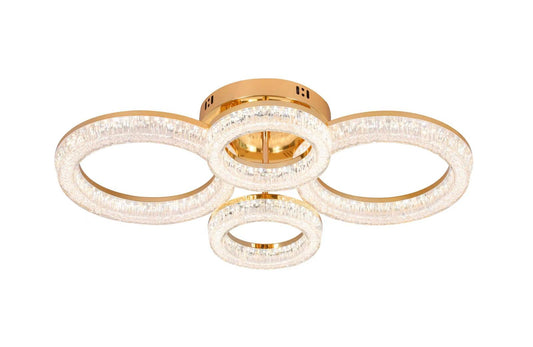 Lustra LED RFAN, Model K3536/2+2GD, Cu Telecomanda, 3 Tipuri De Lumina, Intensitate Reglabila, 120W, Auriu