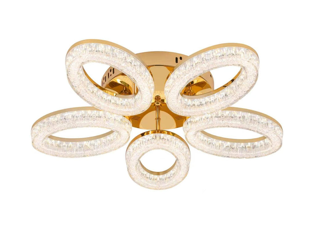 Lustra LED RFAN, Model K3538/5GD, Cu Telecomanda, 3 Tipuri De Lumina, Intensitate Reglabila, 120W, Argintiu