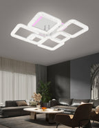 Lustra LED RFAN, Model R9133/4+2C, Cu Telecomanda, 3 Tipuri De Lumina Plus Lumina RGB, Intensitate Reglabila, 109W, Alb