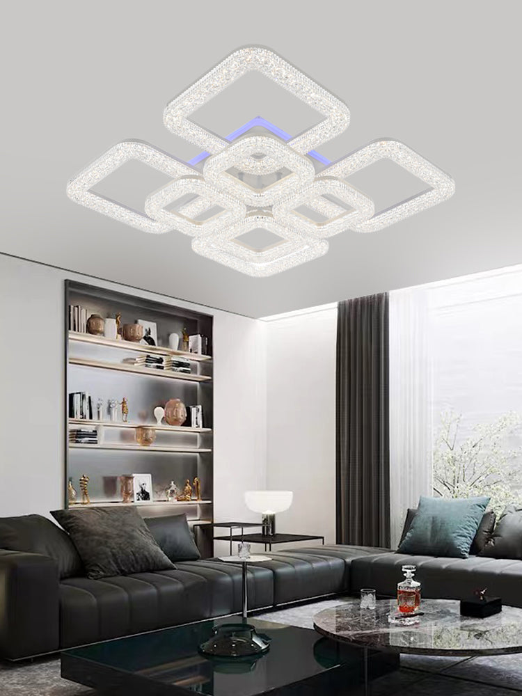 Lustra LED RFAN, Model R9161/4+4C, Cu Telecomanda, 3 Tipuri De Lumina Plus Lumina RGB, Intensitate Reglabila, 137W, Alb