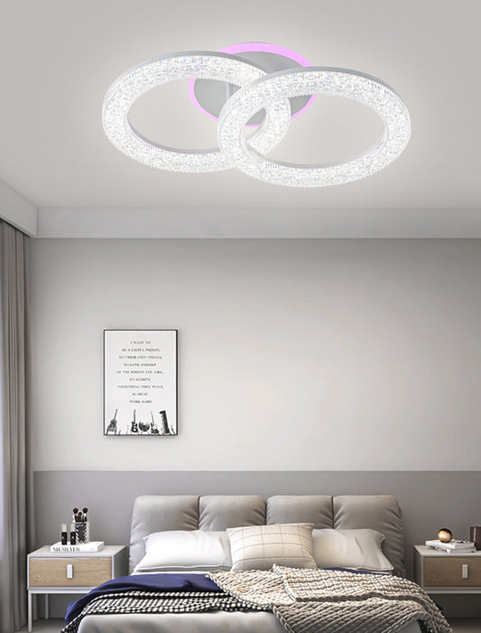 Lustra LED RFAN, Model R9162/2C, Cu Telecomanda, 3 Tipuri De Lumina Plus Lumina RGB, Intensitate Reglabila, 44W, Alb