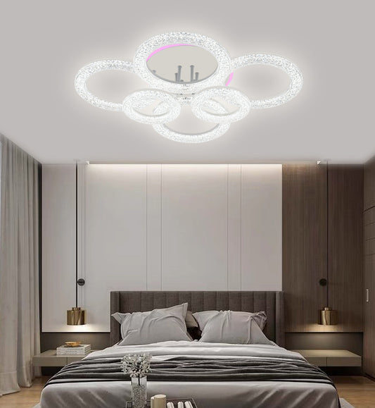 Lustra LED RFAN, Model R9162/4+2C, Cu Telecomanda, 3 Tipuri De Lumina Plus Lumina RGB, Intensitate Reglabila, 100W, Alb