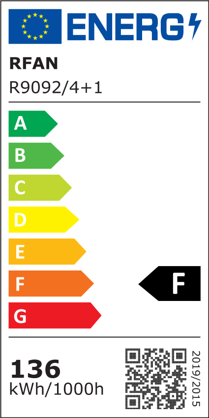 Lustra LED RFAN, Model R9092/4+1GD, Cu Telecomanda, 3 Tipuri De Lumina, Intensitate Reglabila, 136W, Auriu