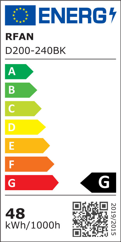 Lustra LED RFAN, Model D200BK, 3 Tipuri De Lumina, 40W, Negru