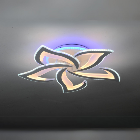 Lustra LED RFAN, Model M396-5RGB, cu Telecomanda, 3 Tipuri de Lumina plus Lumina RGB, Intensitate Reglabila, 146W, Alb