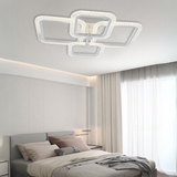 Lustra LED RFAN, Model R9012/2+2, cu Telecomanda, 3 Tipuri de Lumina, Intensitate Reglabila, 104W, Alb