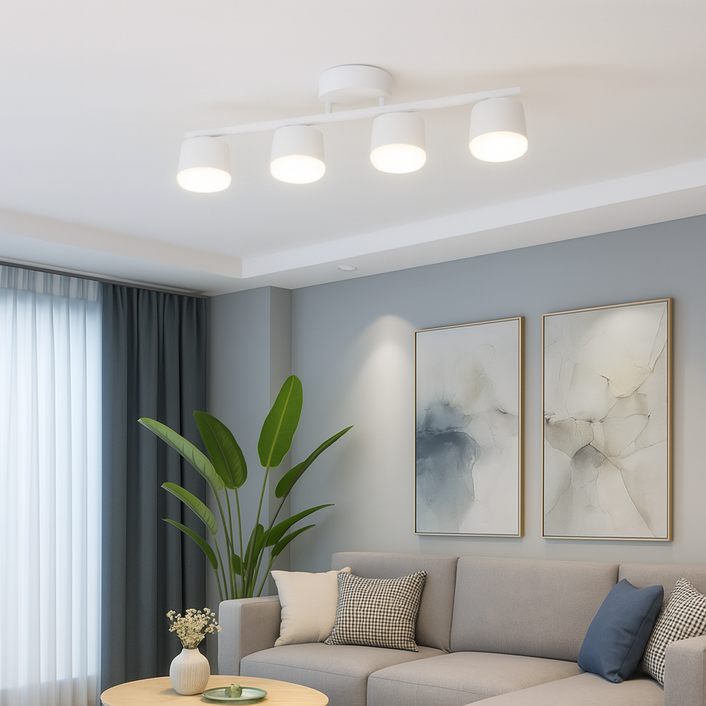 Lustră LED RFAN, Model D60309-4 GX53, 4 Spoturi Orientabile, Design Modern, 4x9W, Alb + Crom, Montaj Aplicat 1