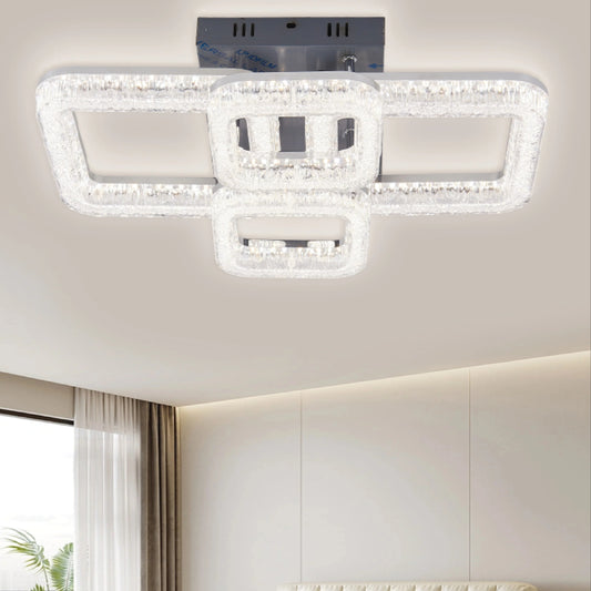 Lustra LED RFAN, Model K3535/2+2BCH, Cu Telecomanda, 3 Tipuri De Lumina, Intensitate Reglabila, 120W, Argintiu