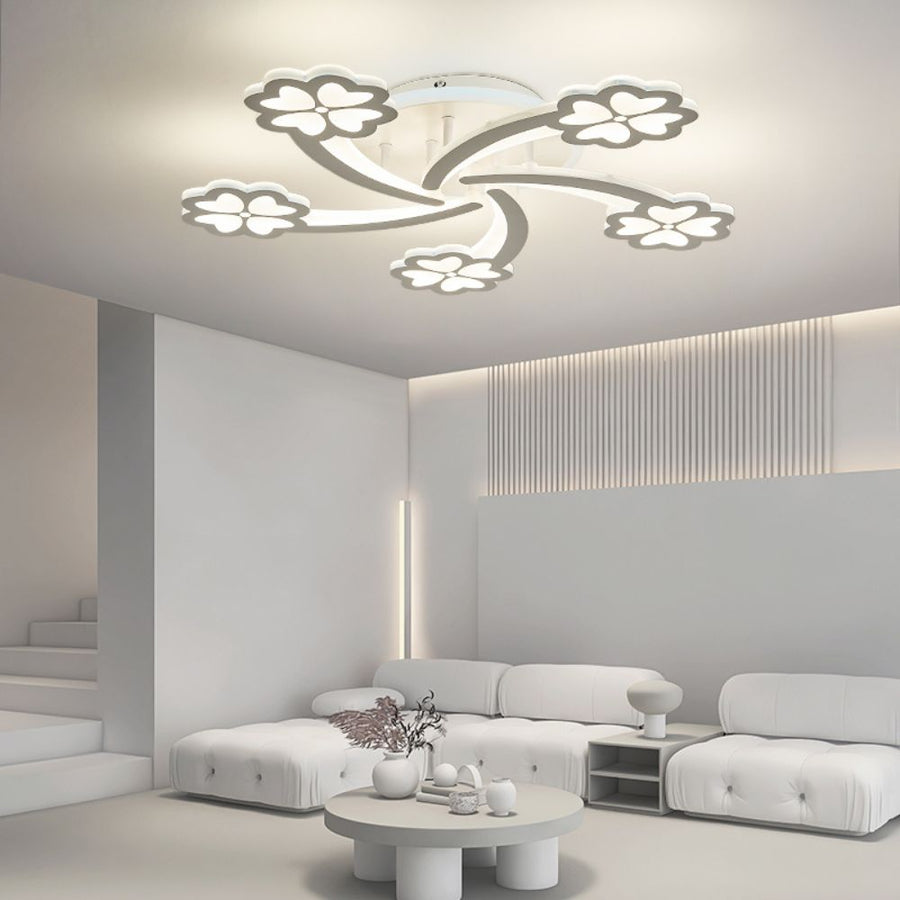 Lustra LED RFAN Model M400-5RGB cu design alb si control prin telecomanda