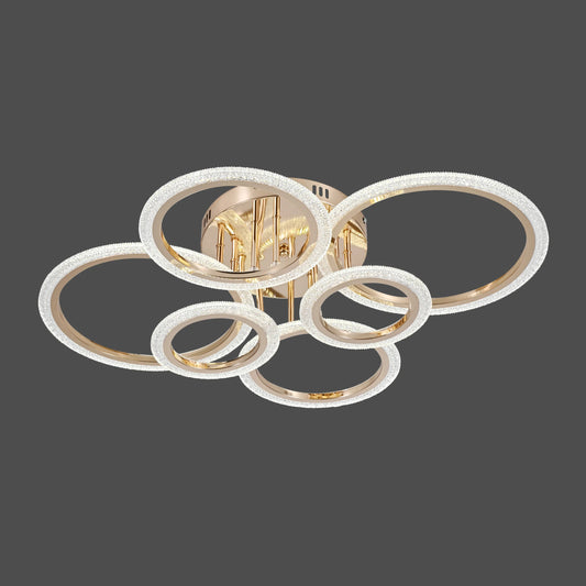 Lustra LED RFAN, Model R9180/2+2+2, Cu Telecomanda, 3 Tipuri De Lumina, Intensitate Reglabila, 132W, Auriu