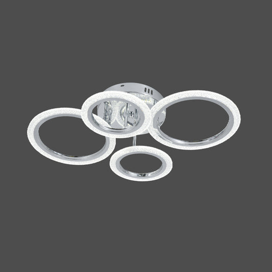 Lustra LED RFAN, Model R9180/2+2, Cu Telecomanda, 3 Tipuri De Lumina, Intensitate Reglabila, 72W, Argintiu