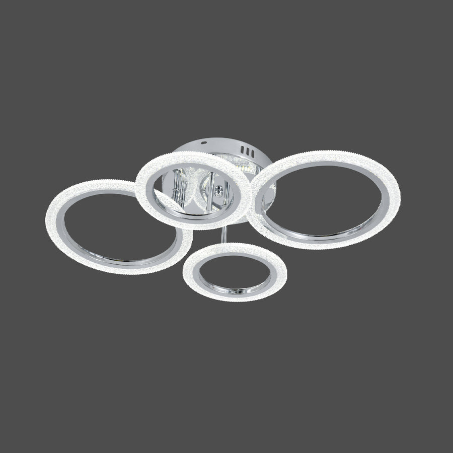 Lustra LED RFAN, Model R9180/2+2, Cu Telecomanda, 3 Tipuri De Lumina, Intensitate Reglabila, 72W, Argintiu