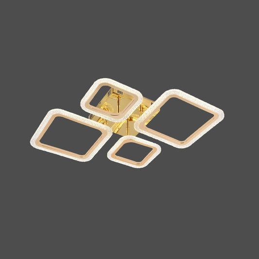 Lustra LED RFAN, Model R9181/2+2, Cu Telecomanda, 3 Tipuri De Lumina, Intensitate Reglabila, 84W, Auriu