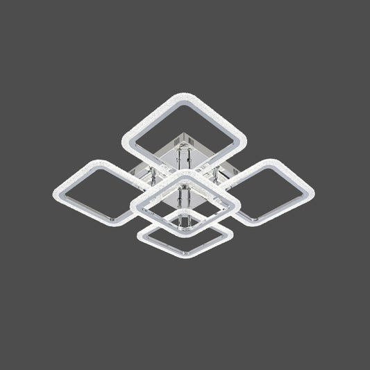 Lustra LED RFAN, Model R9181/4+1, Cu Telecomanda, 3 Tipuri De Lumina, Intensitate Reglabila, 130W, Argintiu