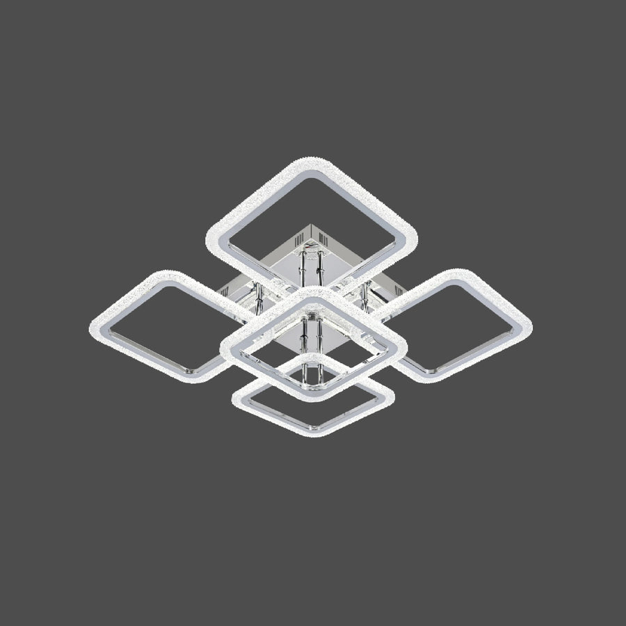 Lustra LED RFAN, Model R9181/4+1, Cu Telecomanda, 3 Tipuri De Lumina, Intensitate Reglabila, 130W, Argintiu