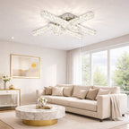 Lustra LED RFAN, Model R9183/4, Cu Telecomanda, 3 Tipuri De Lumina, Intensitate Reglabila, 72W, Argintiu