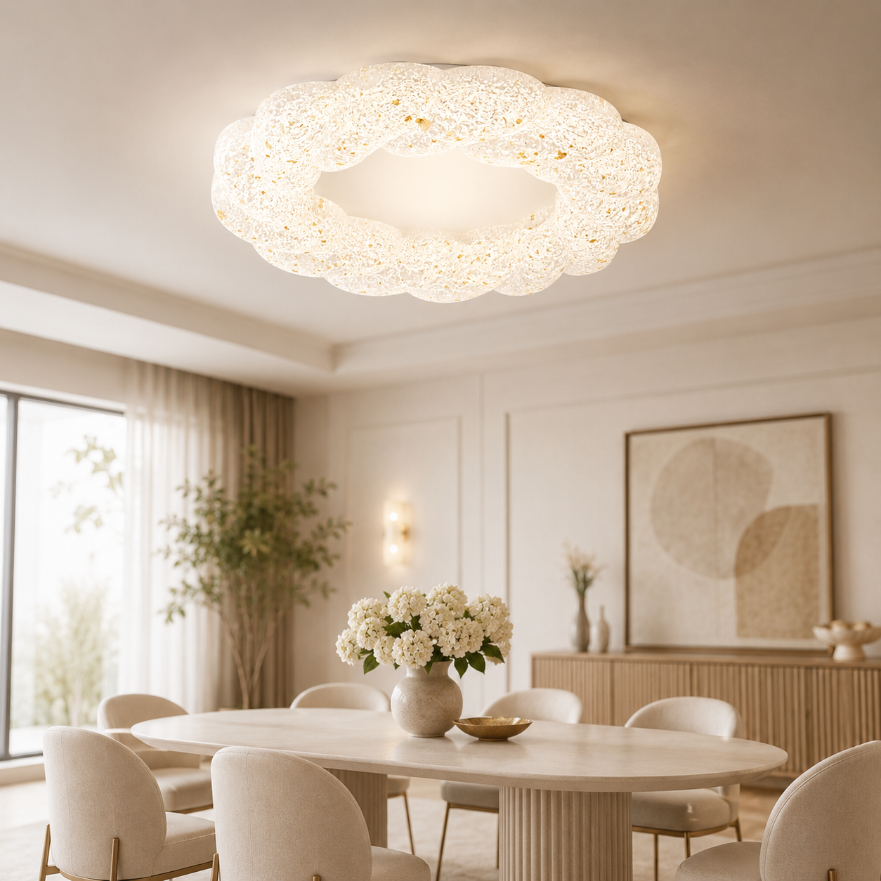 Lustra LED RFAN, Model R9191500, Cu Telecomanda, 3 Tipuri De Lumina, Intensitate Reglabila, 160W, Alb