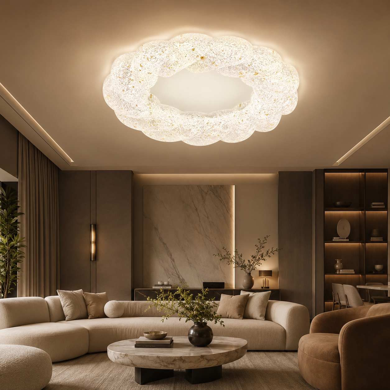 Lustra LED RFAN, Model R9191500, Cu Telecomanda, 3 Tipuri De Lumina, Intensitate Reglabila, 160W, Alb
