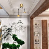 Lustra LED RFAN, Model D20613-2, 2 Brațe Arcuite, Soclu GX53, 2x9W, Montaj Aplicat, Negru cu Detalii Aurii, Design Compact, 32 cm