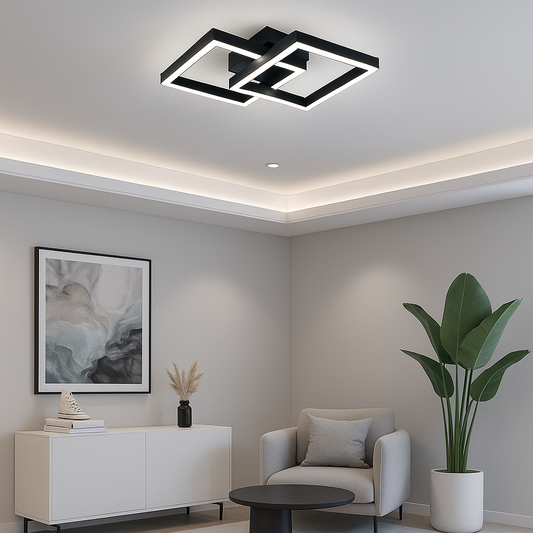 Lustra LED RFAN, Model FX60279-2, cu Telecomanda, 3 Tipuri de Lumina, Intensitate Reglabila, 37W, Negru