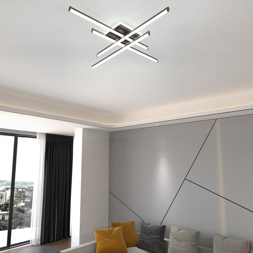 Lustra LED RFAN, Model FX60332-4L+1, cu Telecomanda, 3 Tipuri de Lumina, Intensitate Reglabila, 69W, Coffee