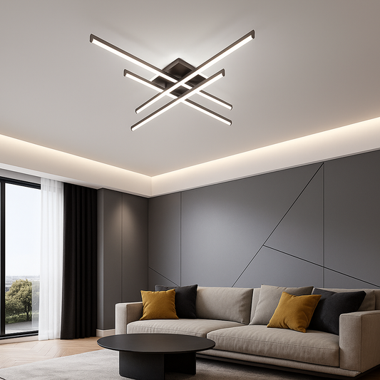 Lustra LED RFAN, Model FX60332-4L+1, cu Telecomanda, 3 Tipuri de Lumina, Intensitate Reglabila, 69W, Coffee 1