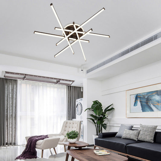Lustra LED RFAN, Model FX60332-6B+1, cu Telecomanda, 3 Tipuri de Lumina, Intensitate Reglabila, 98W, Coffee 1