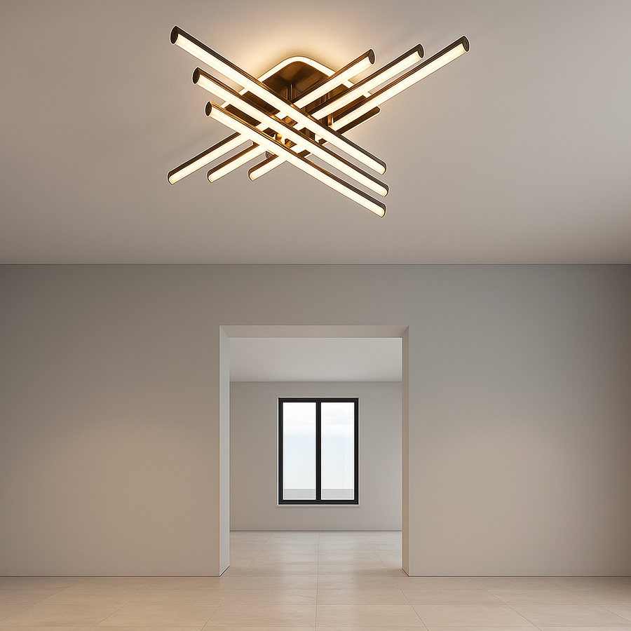 Lustra LED RFAN, Model FX60332-6L+1, cu Telecomanda, 3 Tipuri de Lumina, Intensitate Reglabila, 103W, Coffee