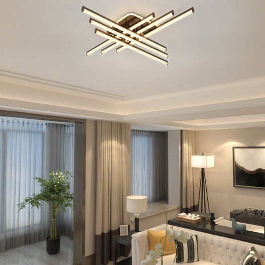 Lustra LED RFAN, Model FX60332-6L+1, cu Telecomanda, 3 Tipuri de Lumina, Intensitate Reglabila, 103W, Coffee 1