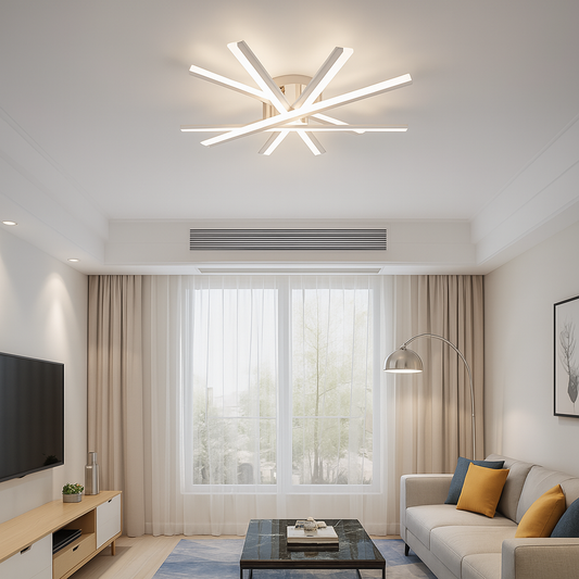 Lustra LED RFAN, Model JX630116-5, cu Telecomanda, 3 Tipuri de Lumina, Intensitate Reglabila, 95W, Alb