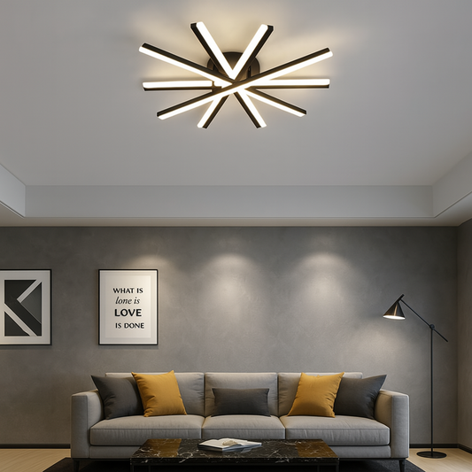 Lustra LED RFAN, Model JX630116-5, cu Telecomanda, 3 Tipuri de Lumina, Intensitate Reglabila, 95W, Negru