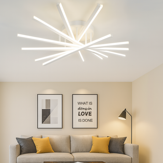 Lustra LED RFAN, Model JX630116-7, cu Telecomanda, 3 Tipuri de Lumina, Intensitate Reglabila, 125W, Alb