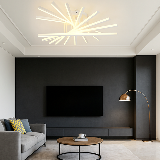 Lustra LED RFAN, Model JX630116-9, cu Telecomanda, 3 Tipuri de Lumina, Intensitate Reglabila, 164W, Alb