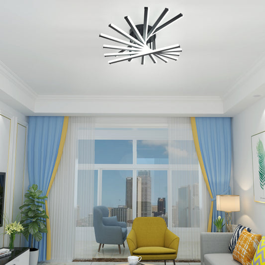 Lustra LED RFAN, Model JX630116-9, cu Telecomanda, 3 Tipuri de Lumina, Intensitate Reglabila, 164W, Negru 1
