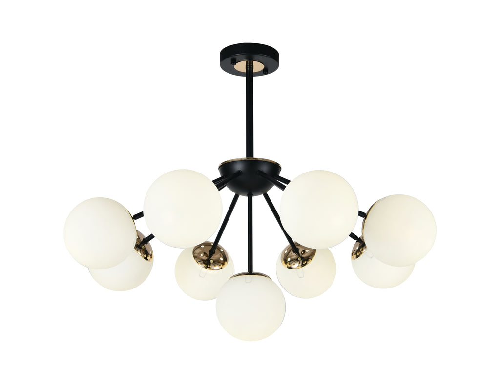 Lustra RFAN, Model N36368-9, Cu Abajururi, 9 X E27, Negru