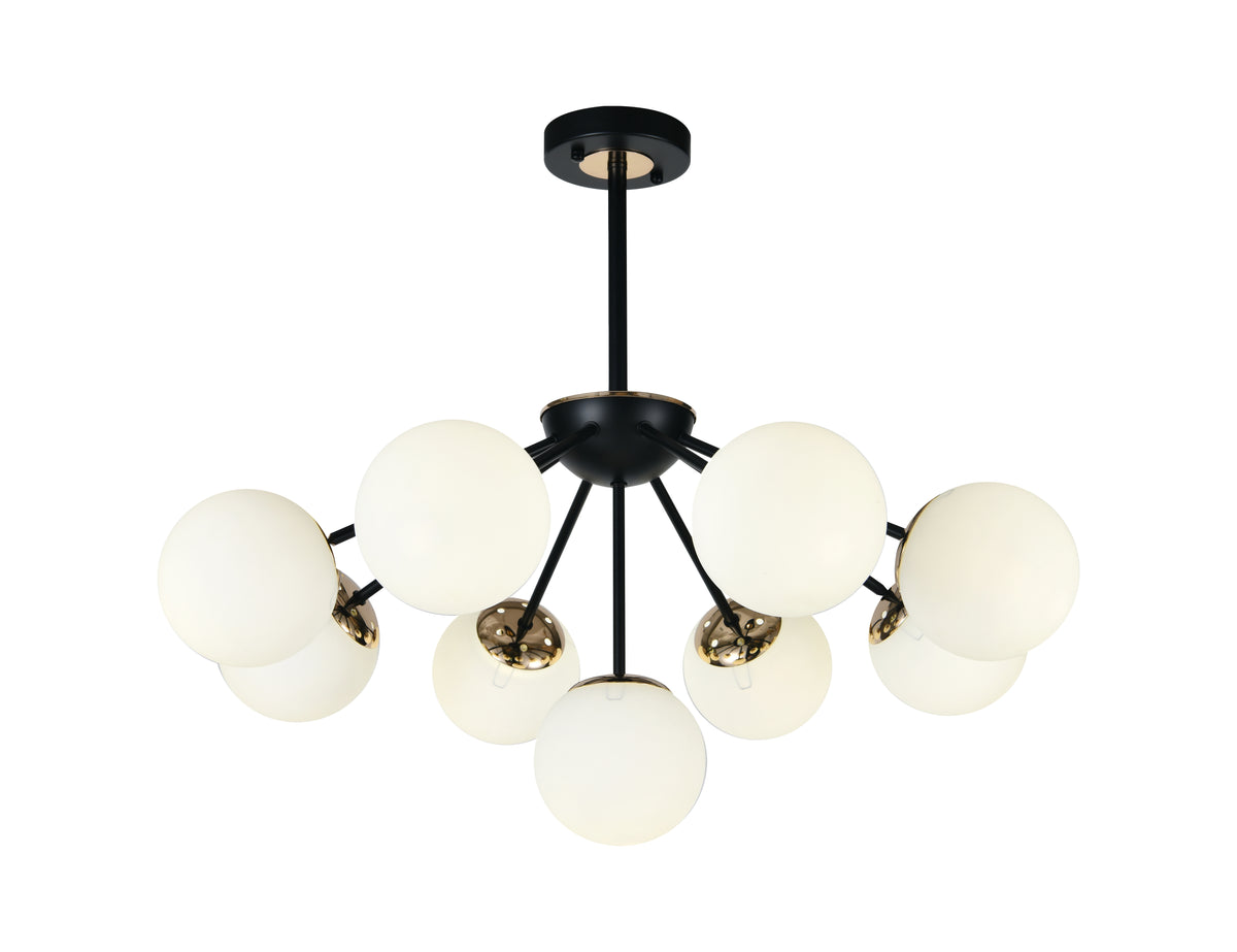 Lustra RFAN, Model N36368-9, Cu Abajururi, 9 X E27, Negru