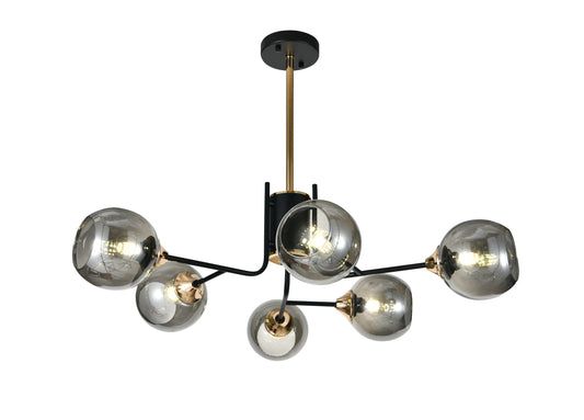 Lustra RFAN, Model N6802-6, Cu Abajururi, 6 X E27, Negru