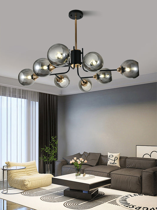 Lustra RFAN, Model N6802-8, Cu Abajururi, 8 X E27, Negru
